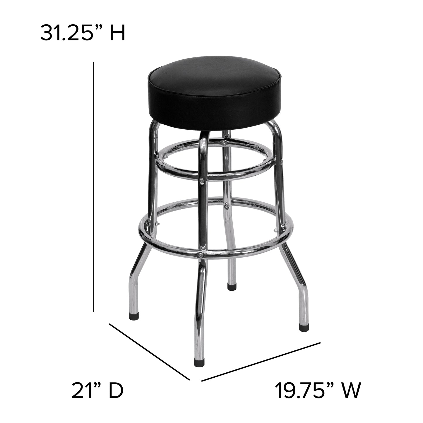 Black Double Ring Chrome Stool XU-D-100-GG