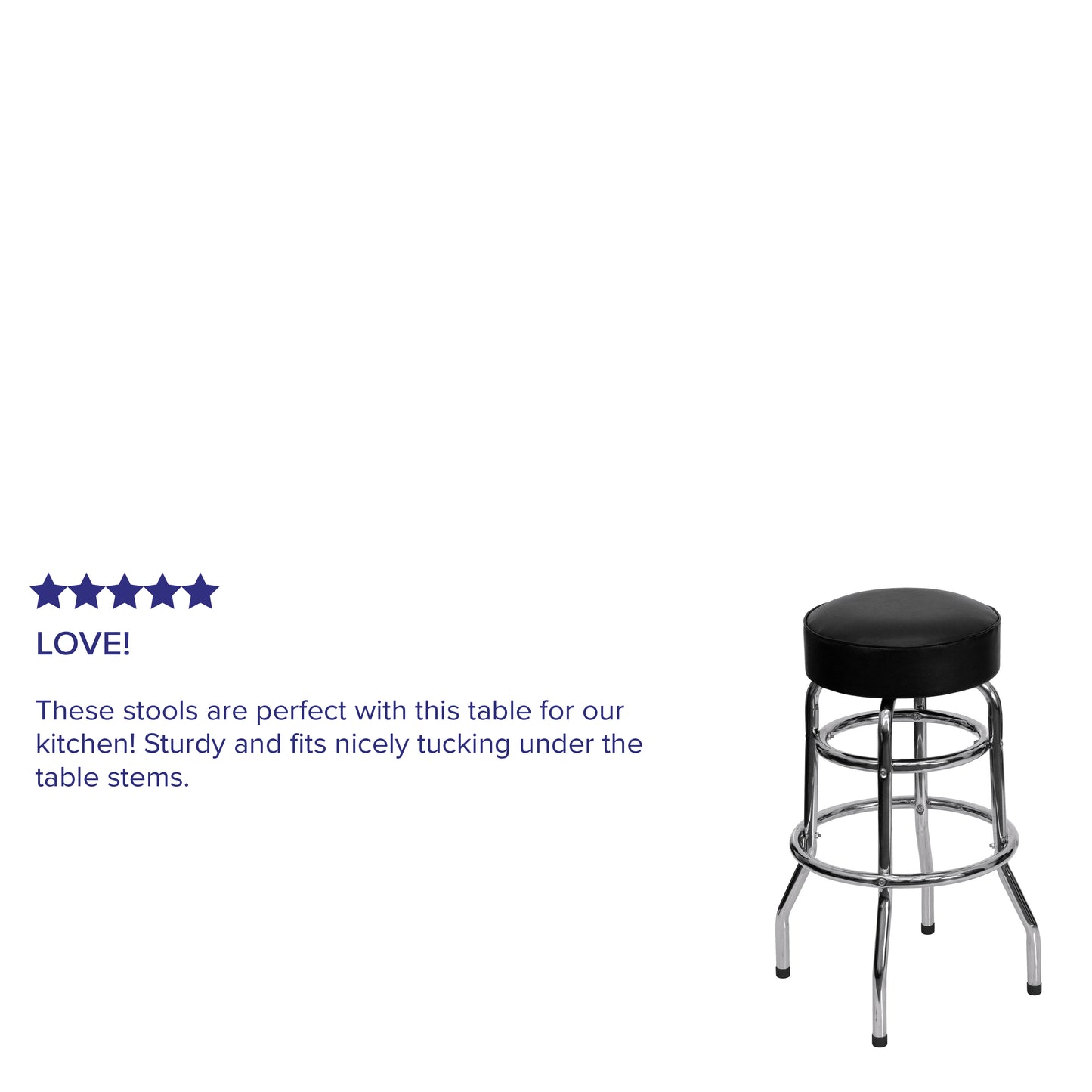 Black Double Ring Chrome Stool XU-D-100-GG