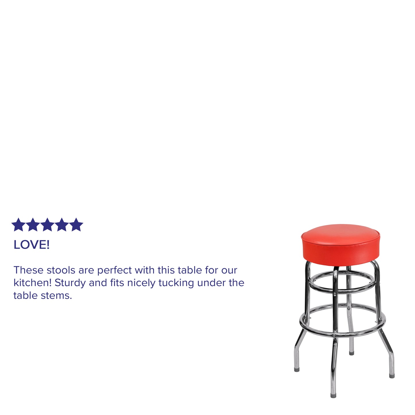 Red Double Ring Chrome Stool XU-D-100-RED-GG