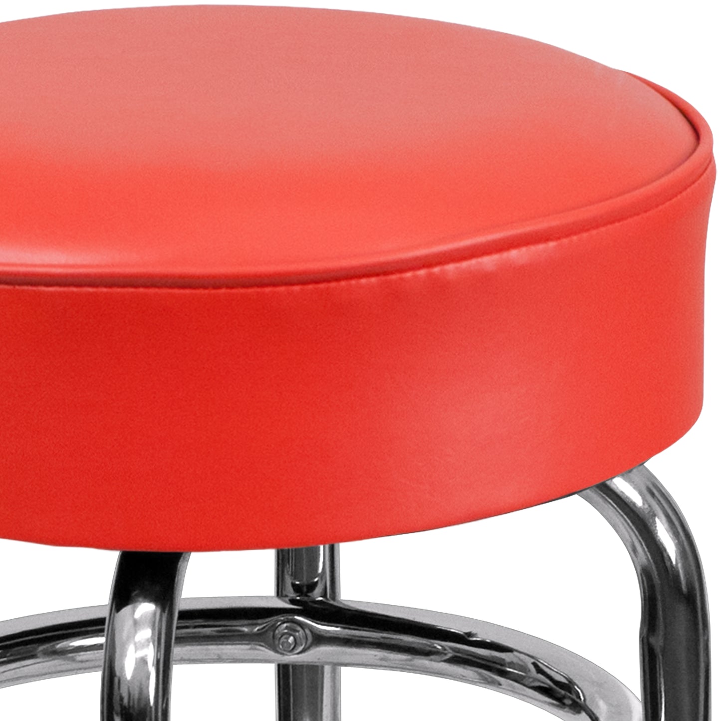 Red Double Ring Chrome Stool XU-D-100-RED-GG