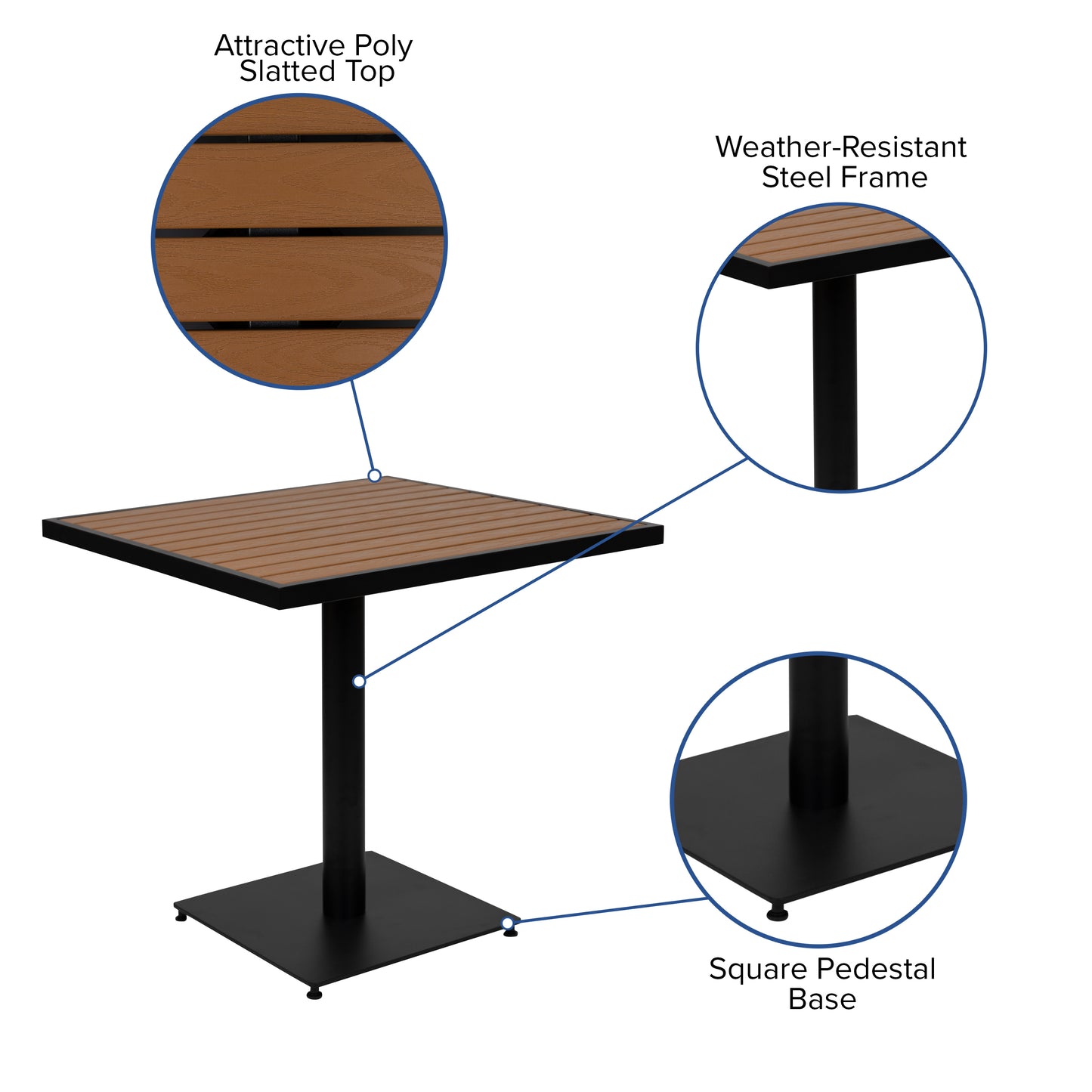 3 PC Faux Teak Patio Table Set XU-DG-104560062-GG