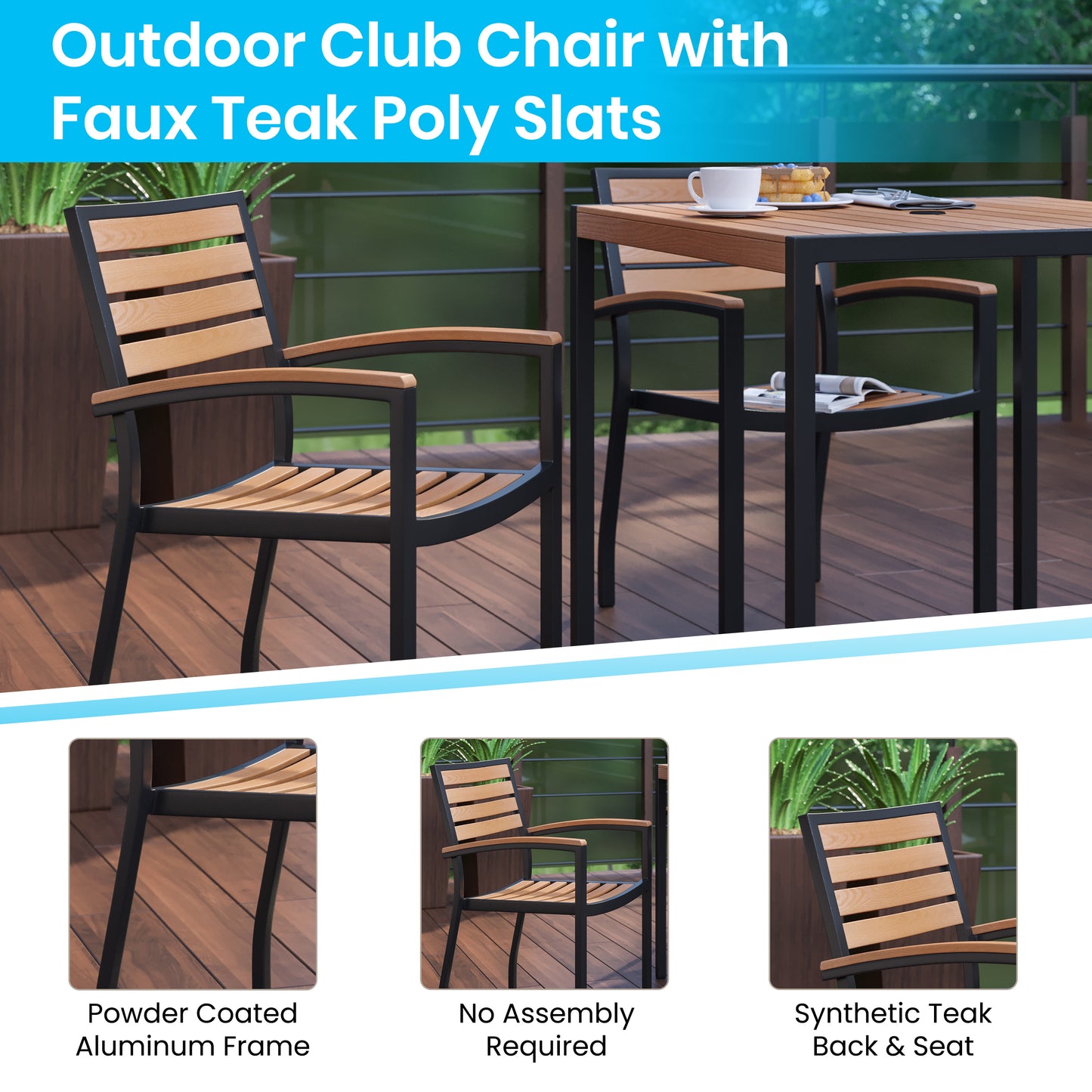 3 PC Faux Teak Patio Table Set XU-DG-104560062-GG