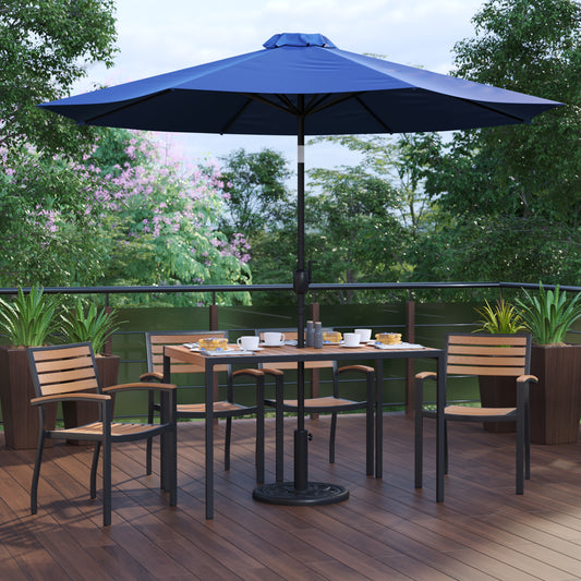 Table-4 Chairs-Umbrella & Base XU-DG-304860064-UB19BNV-GG