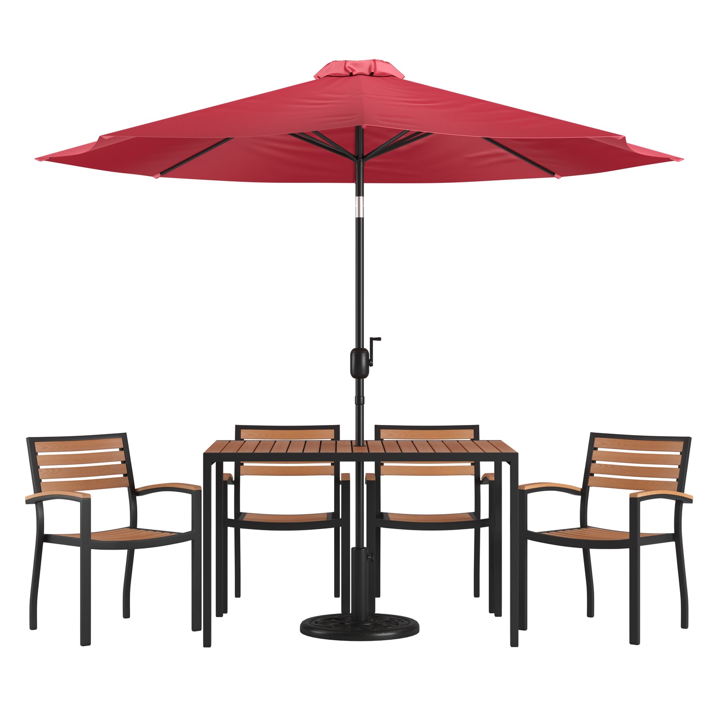 Table-4 Chairs-Umbrella & Base XU-DG-304860064-UB19BRD-GG