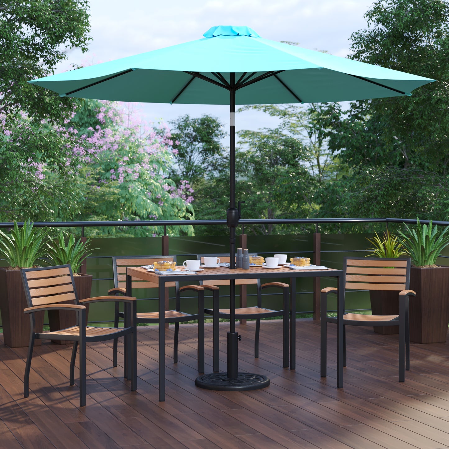 Table-4 Chairs-Umbrella & Base XU-DG-304860064-UB19BTL-GG