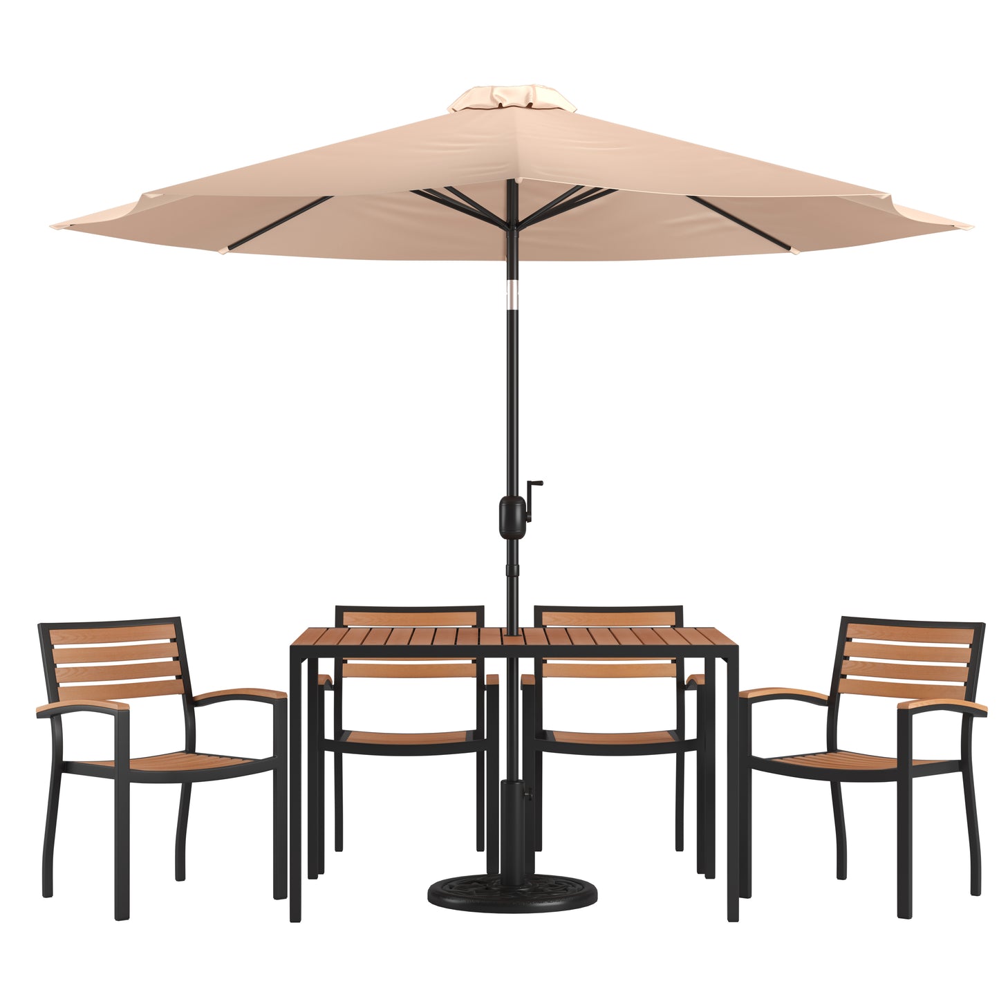 Table-4 Chairs-Umbrella & Base XU-DG-304860064-UB19BTN-GG