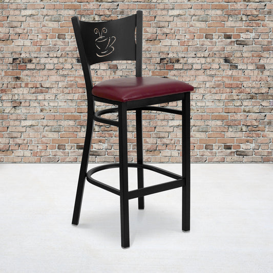 Black Coffee Stool-Burg Seat XU-DG-60114-COF-BAR-BURV-GG