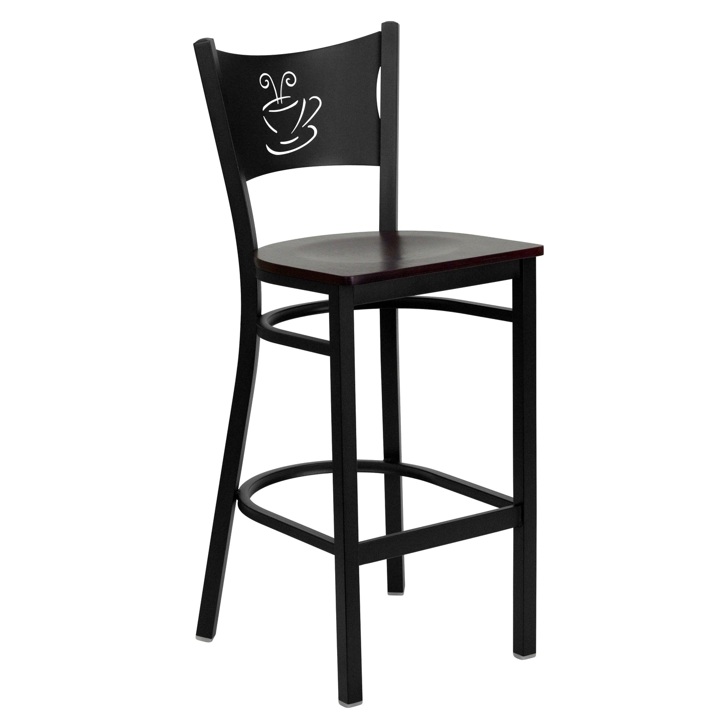 Black Coffee Stool-Mah Seat XU-DG-60114-COF-BAR-MAHW-GG