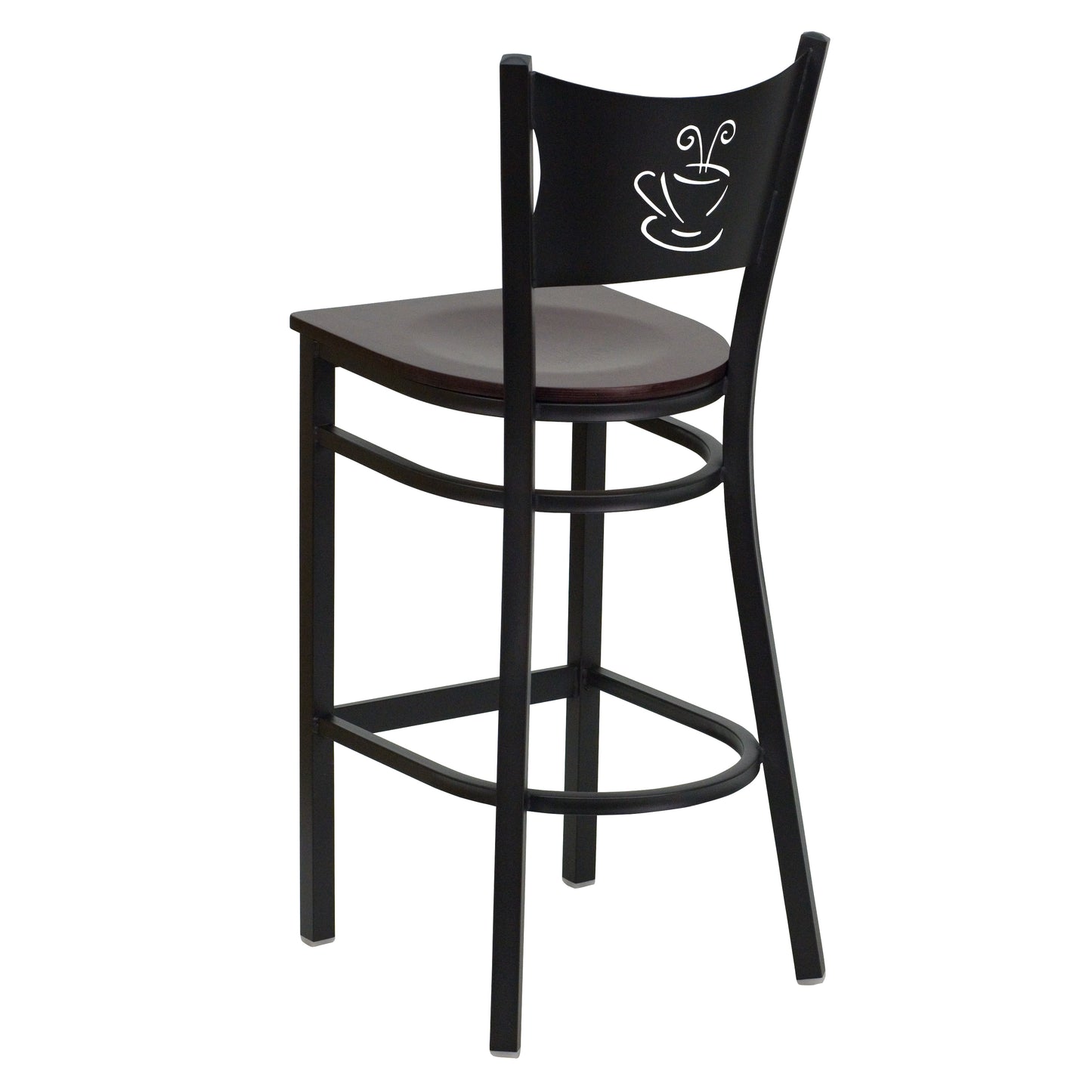 Black Coffee Stool-Mah Seat XU-DG-60114-COF-BAR-MAHW-GG