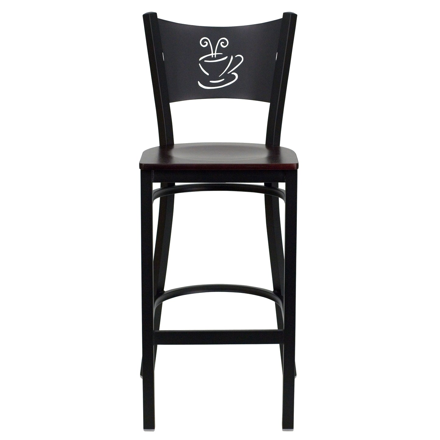 Black Coffee Stool-Mah Seat XU-DG-60114-COF-BAR-MAHW-GG