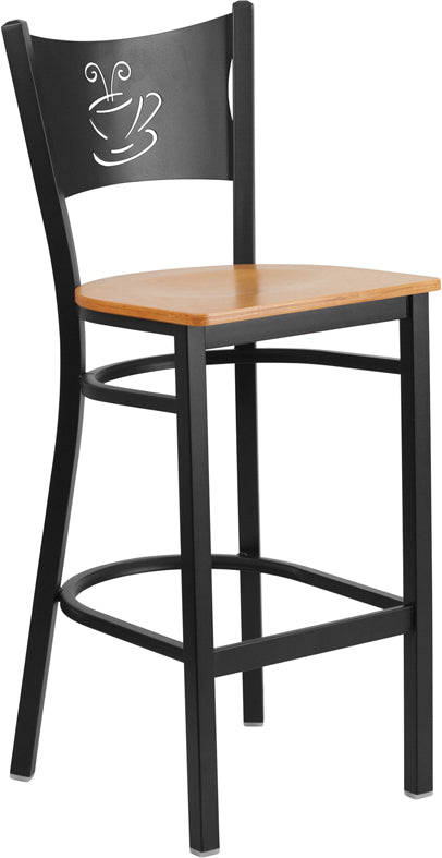 Black Coffee Stool-Nat Seat XU-DG-60114-COF-BAR-NATW-GG