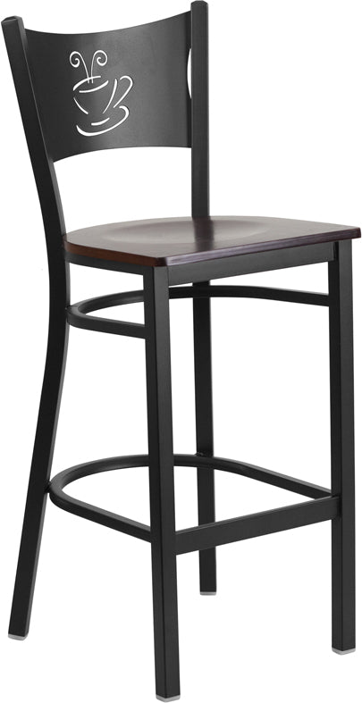 Black Coffee Stool-Wal Seat XU-DG-60114-COF-BAR-WALW-GG