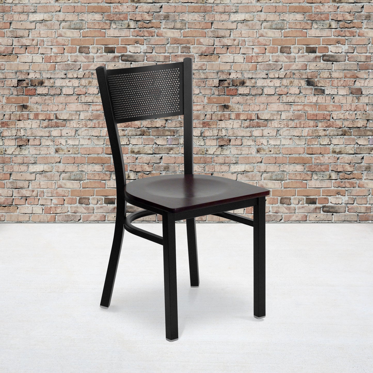 Black Grid Chair-Mah Seat XU-DG-60115-GRD-MAHW-GG