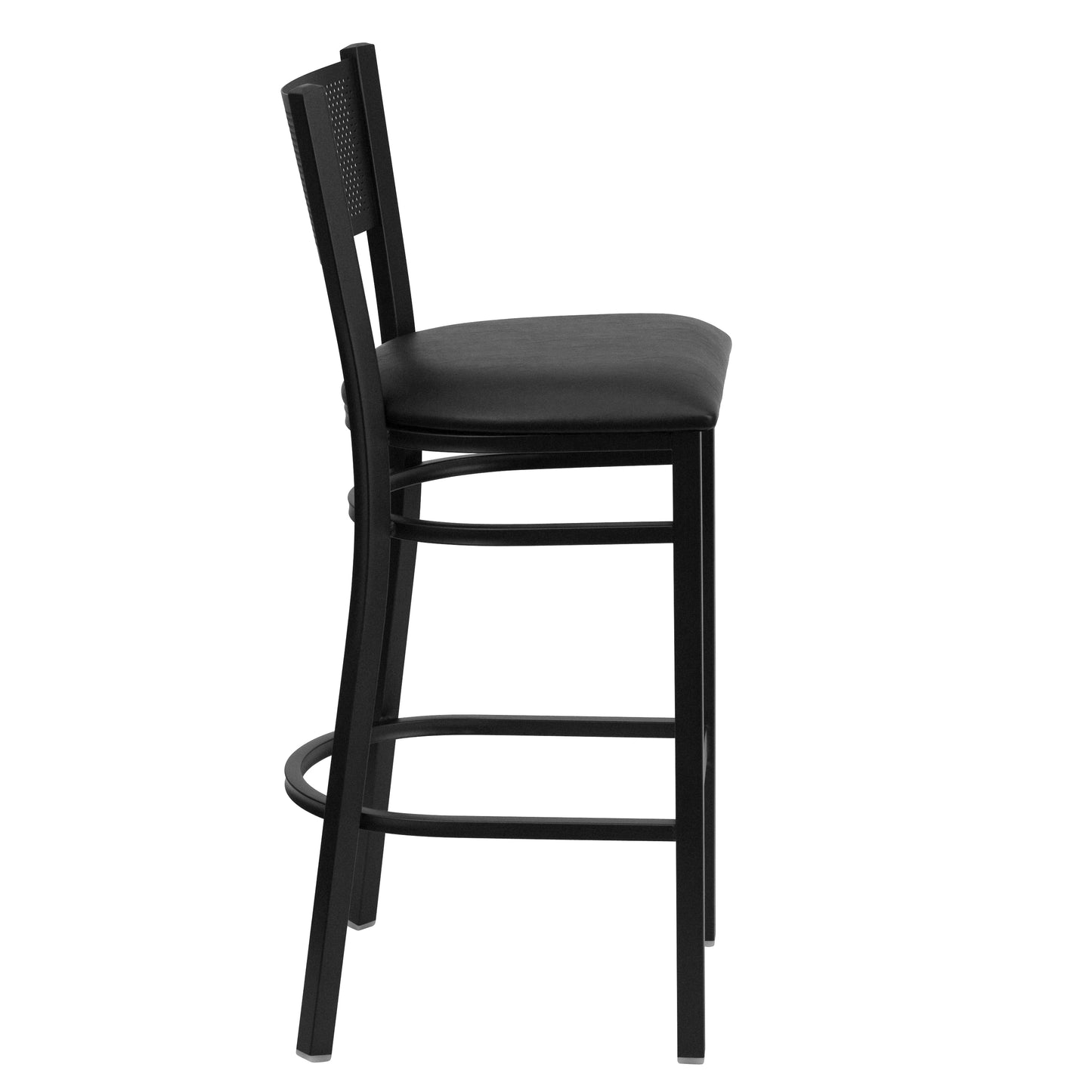 Black Grid Stool-Black Seat XU-DG-60116-GRD-BAR-BLKV-GG