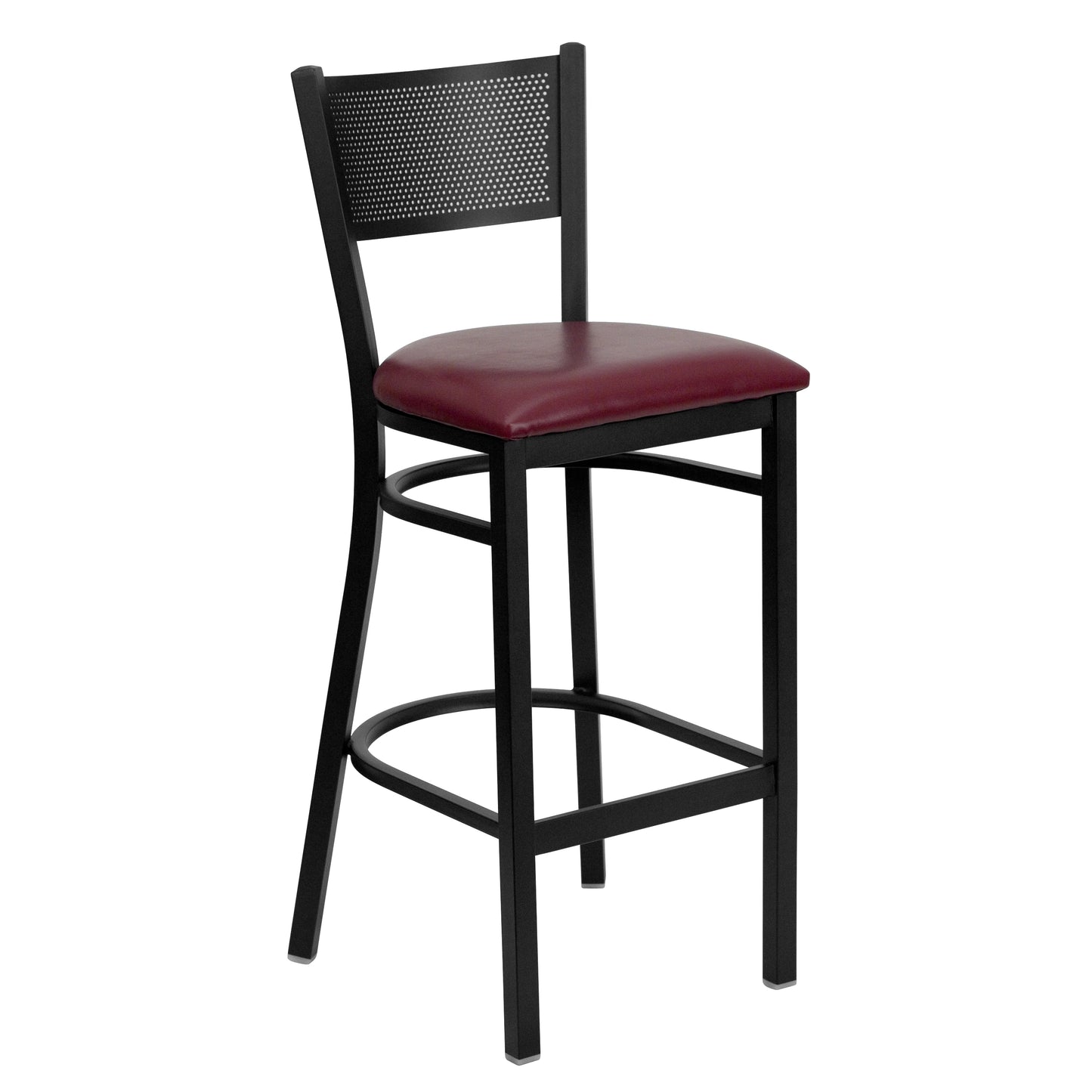 Black Grid Stool-Burg Seat XU-DG-60116-GRD-BAR-BURV-GG