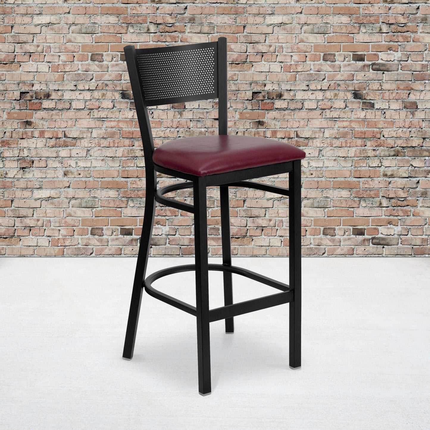 Black Grid Stool-Burg Seat XU-DG-60116-GRD-BAR-BURV-GG