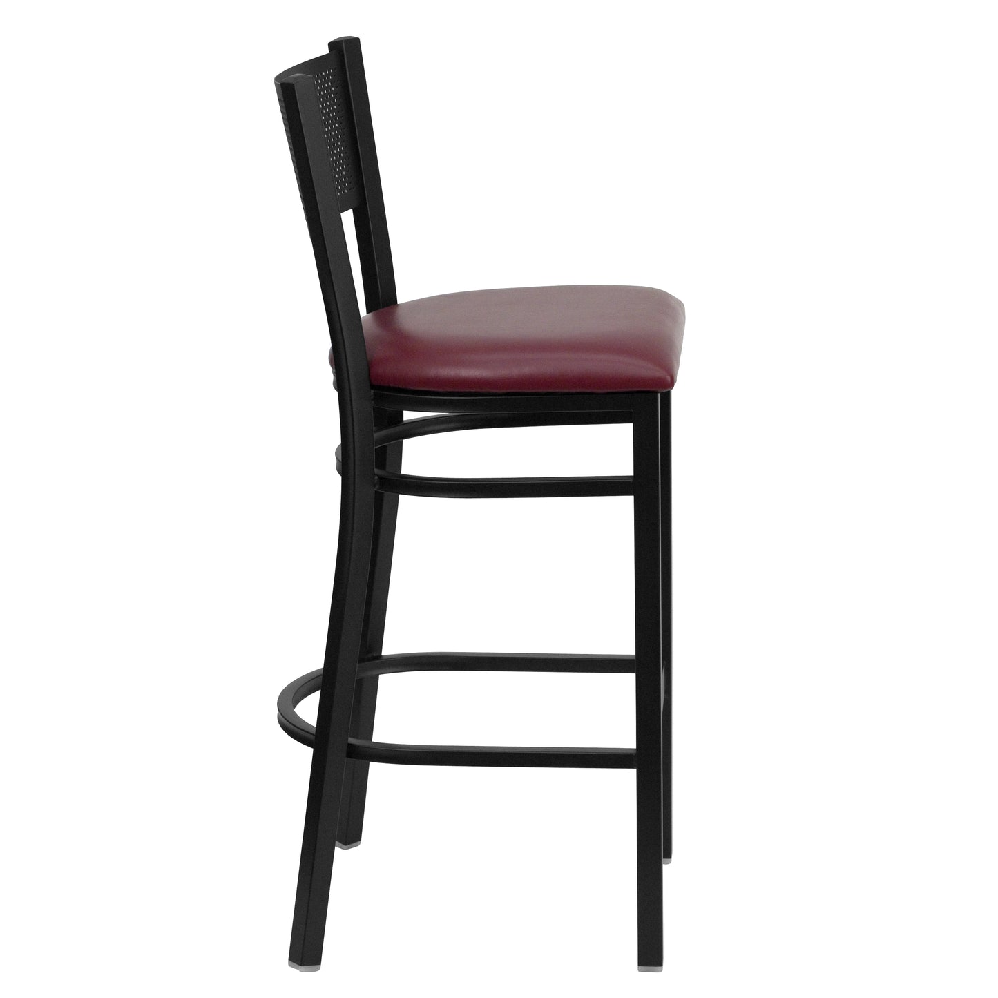 Black Grid Stool-Burg Seat XU-DG-60116-GRD-BAR-BURV-GG