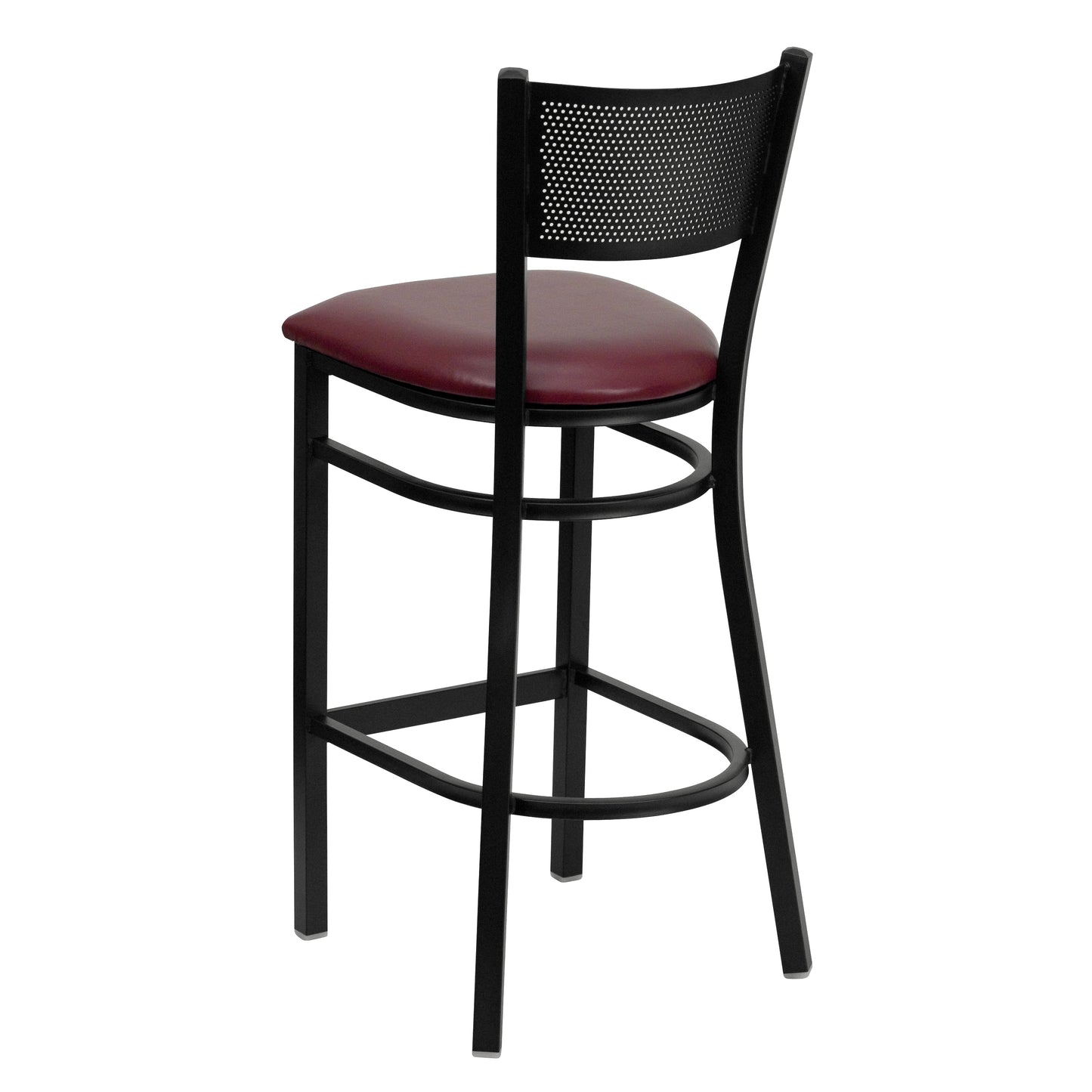 Black Grid Stool-Burg Seat XU-DG-60116-GRD-BAR-BURV-GG