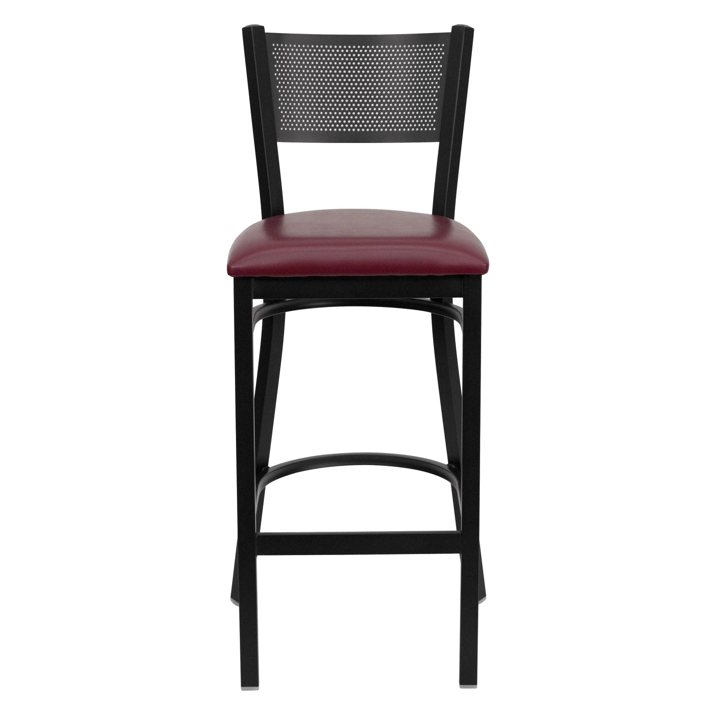 Black Grid Stool-Burg Seat XU-DG-60116-GRD-BAR-BURV-GG