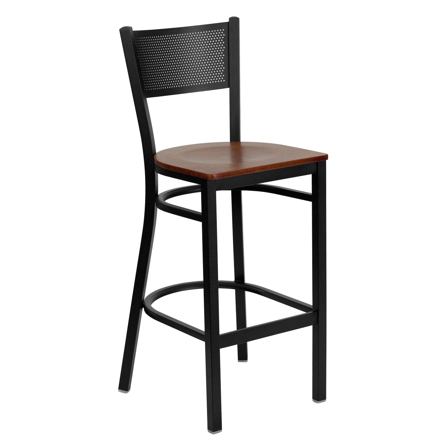 Black Grid Stool-Cherry Seat XU-DG-60116-GRD-BAR-CHYW-GG