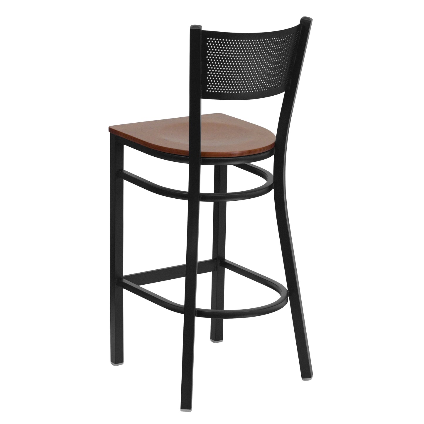 Black Grid Stool-Cherry Seat XU-DG-60116-GRD-BAR-CHYW-GG