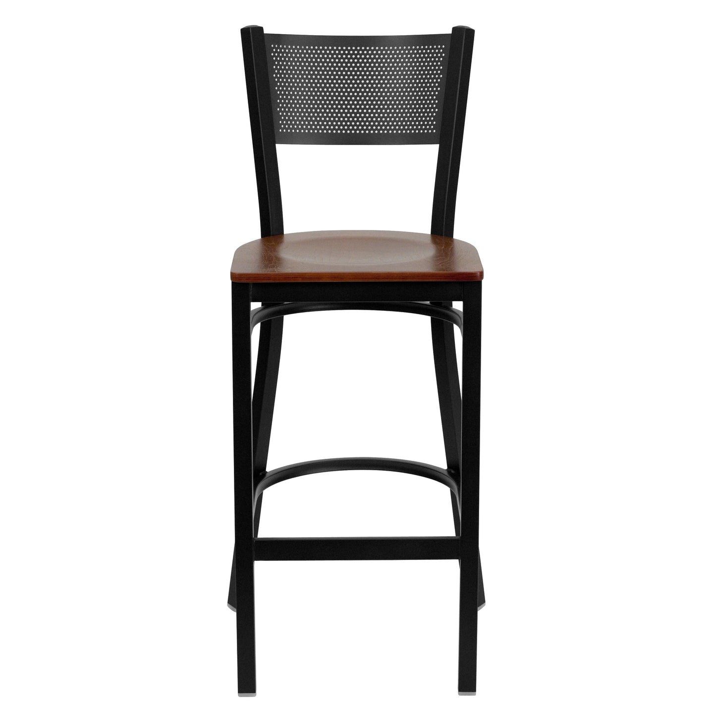 Black Grid Stool-Cherry Seat XU-DG-60116-GRD-BAR-CHYW-GG