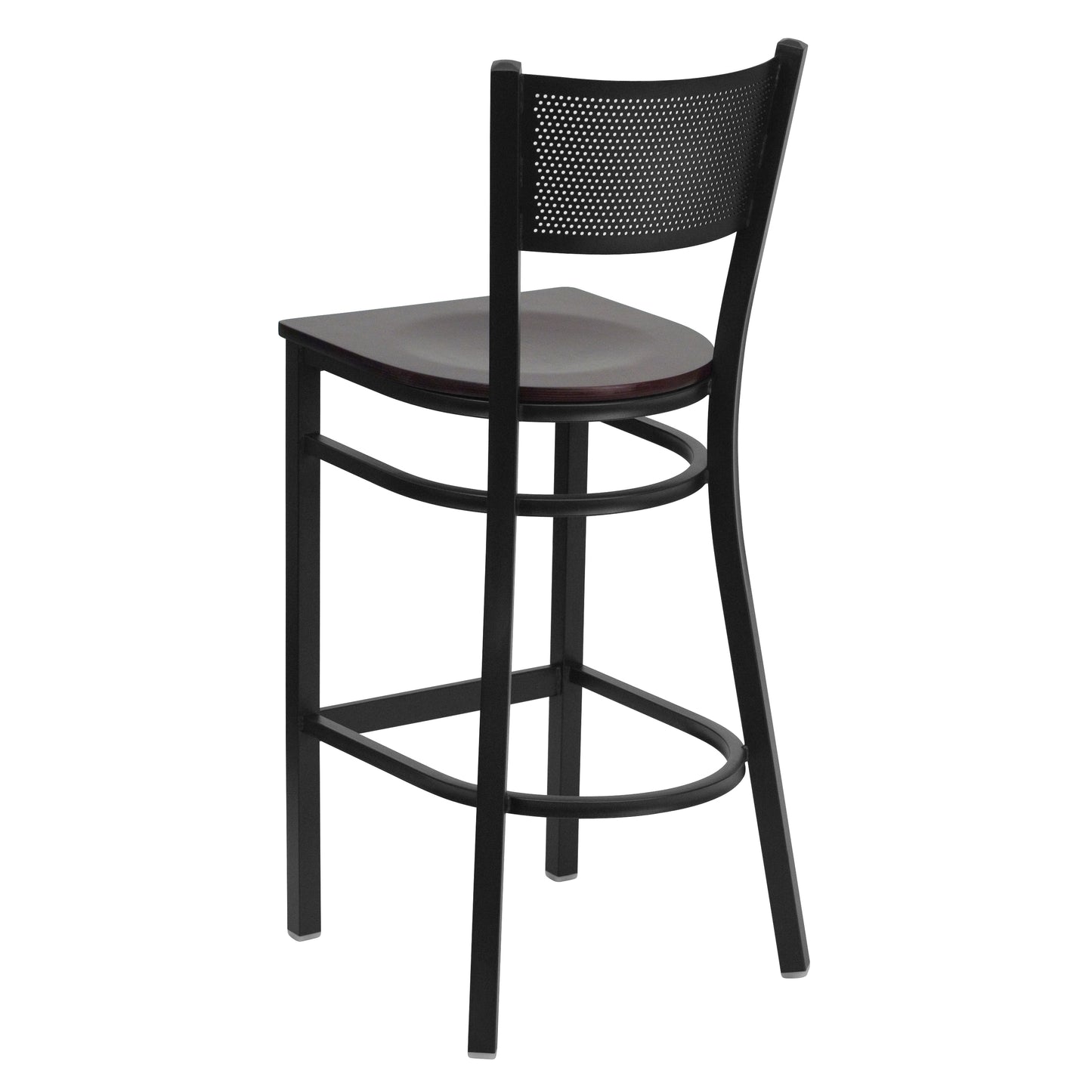 Black Grid Stool-Mah Seat XU-DG-60116-GRD-BAR-MAHW-GG