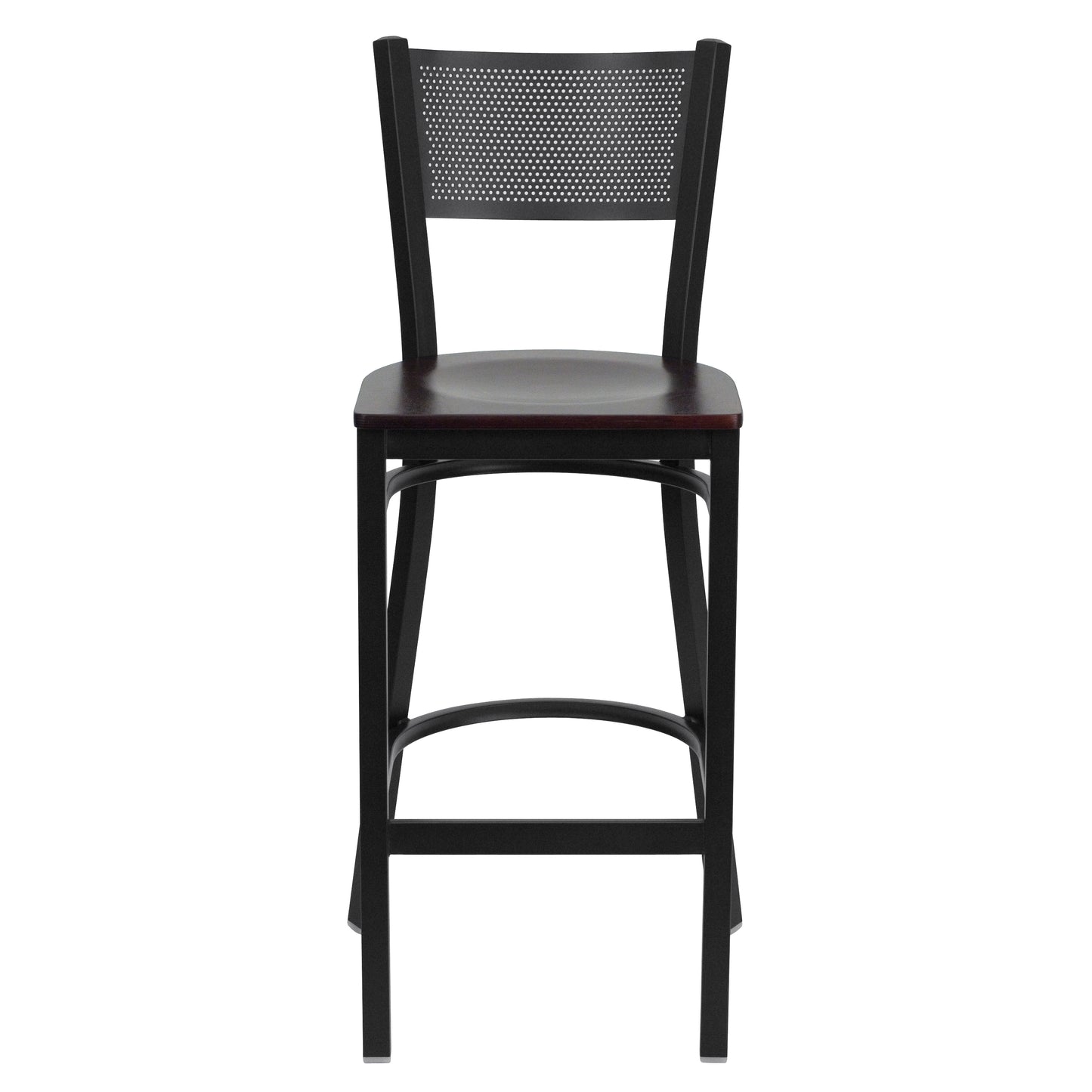 Black Grid Stool-Mah Seat XU-DG-60116-GRD-BAR-MAHW-GG