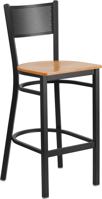 Black Grid Stool-Nat Seat XU-DG-60116-GRD-BAR-NATW-GG