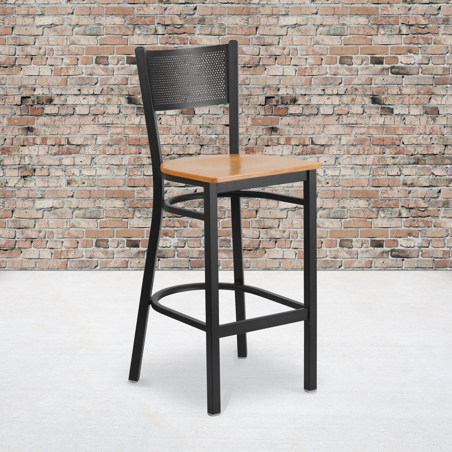 Black Grid Stool-Nat Seat XU-DG-60116-GRD-BAR-NATW-GG