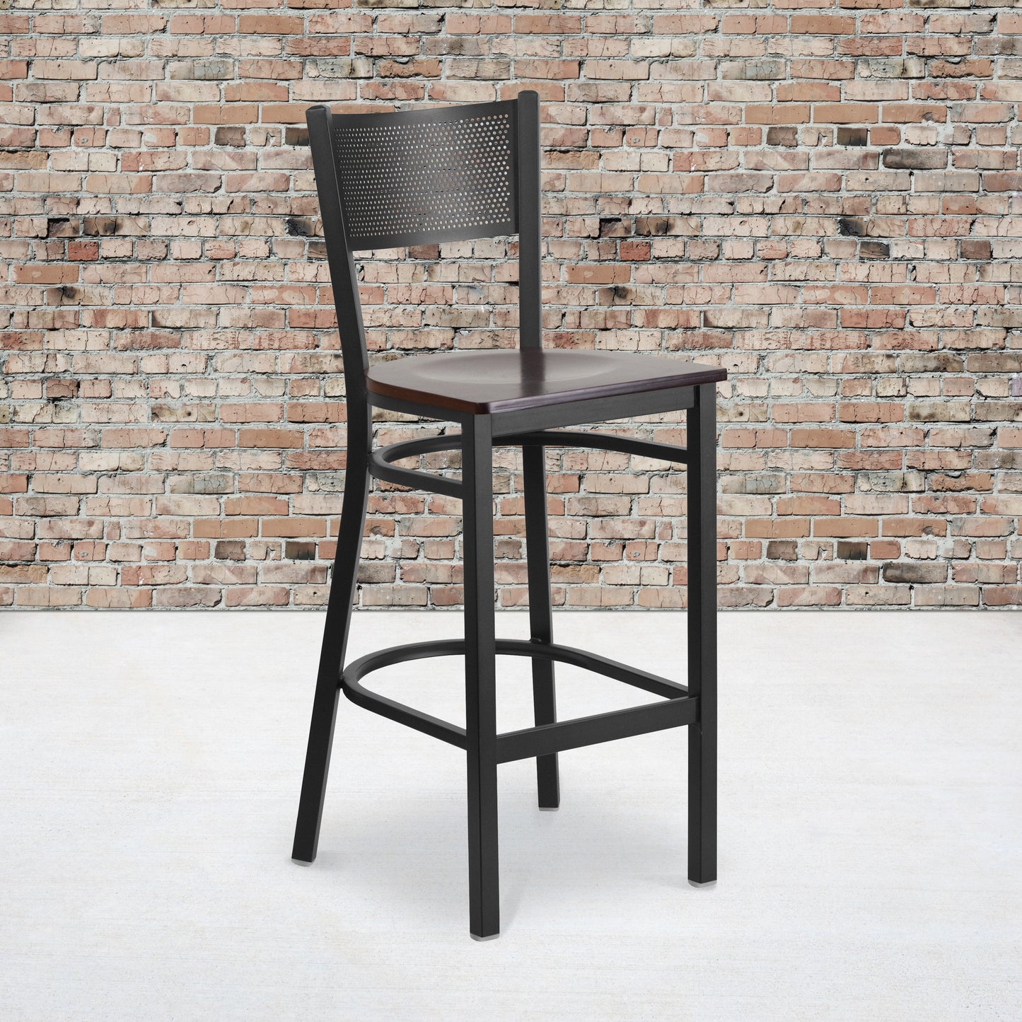 Black Grid Stool-Wal Seat XU-DG-60116-GRD-BAR-WALW-GG