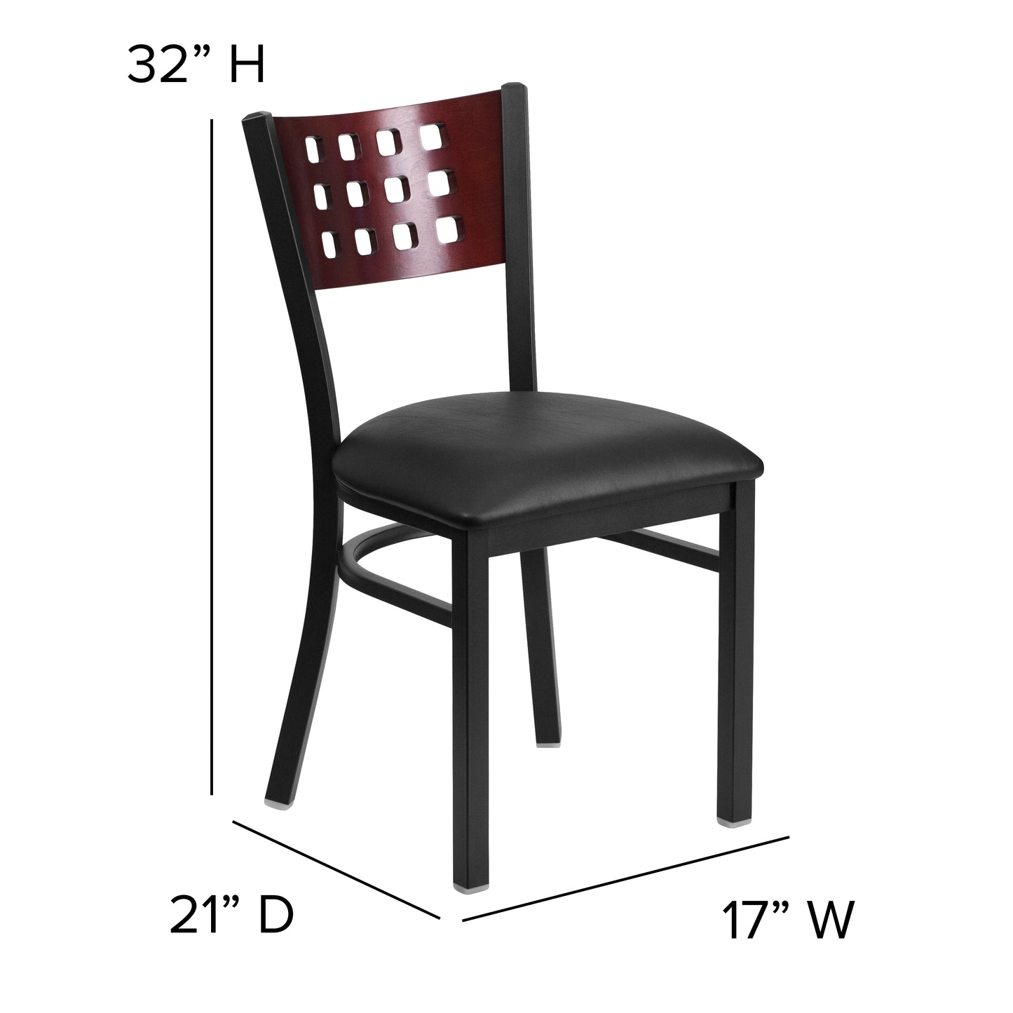 Black Cutout Chair-Black Seat XU-DG-60117-MAH-BLKV-GG