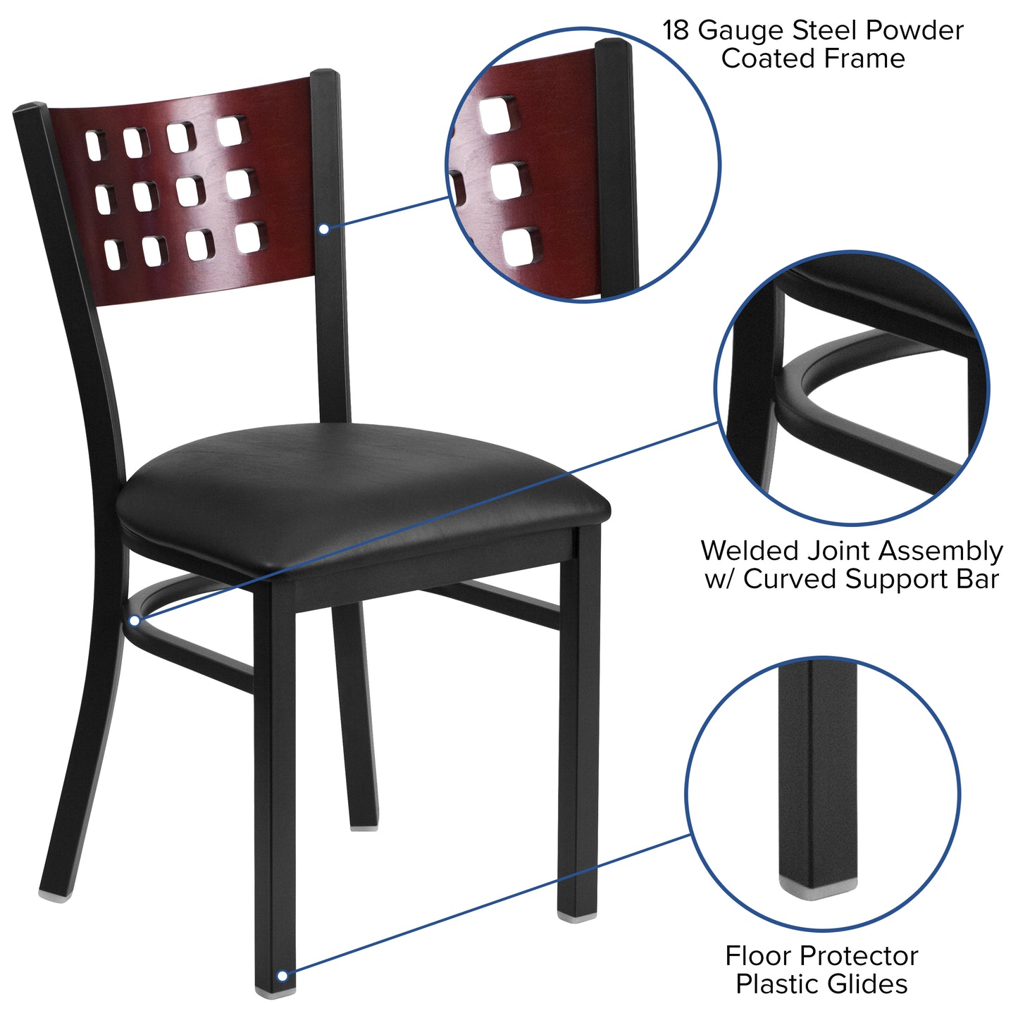 Black Cutout Chair-Black Seat XU-DG-60117-MAH-BLKV-GG