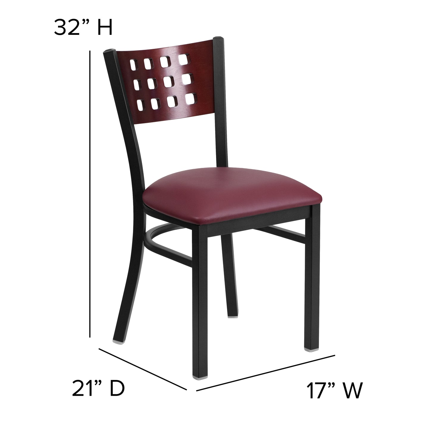 Black Cutout Chair-Burg Seat XU-DG-60117-MAH-BURV-GG