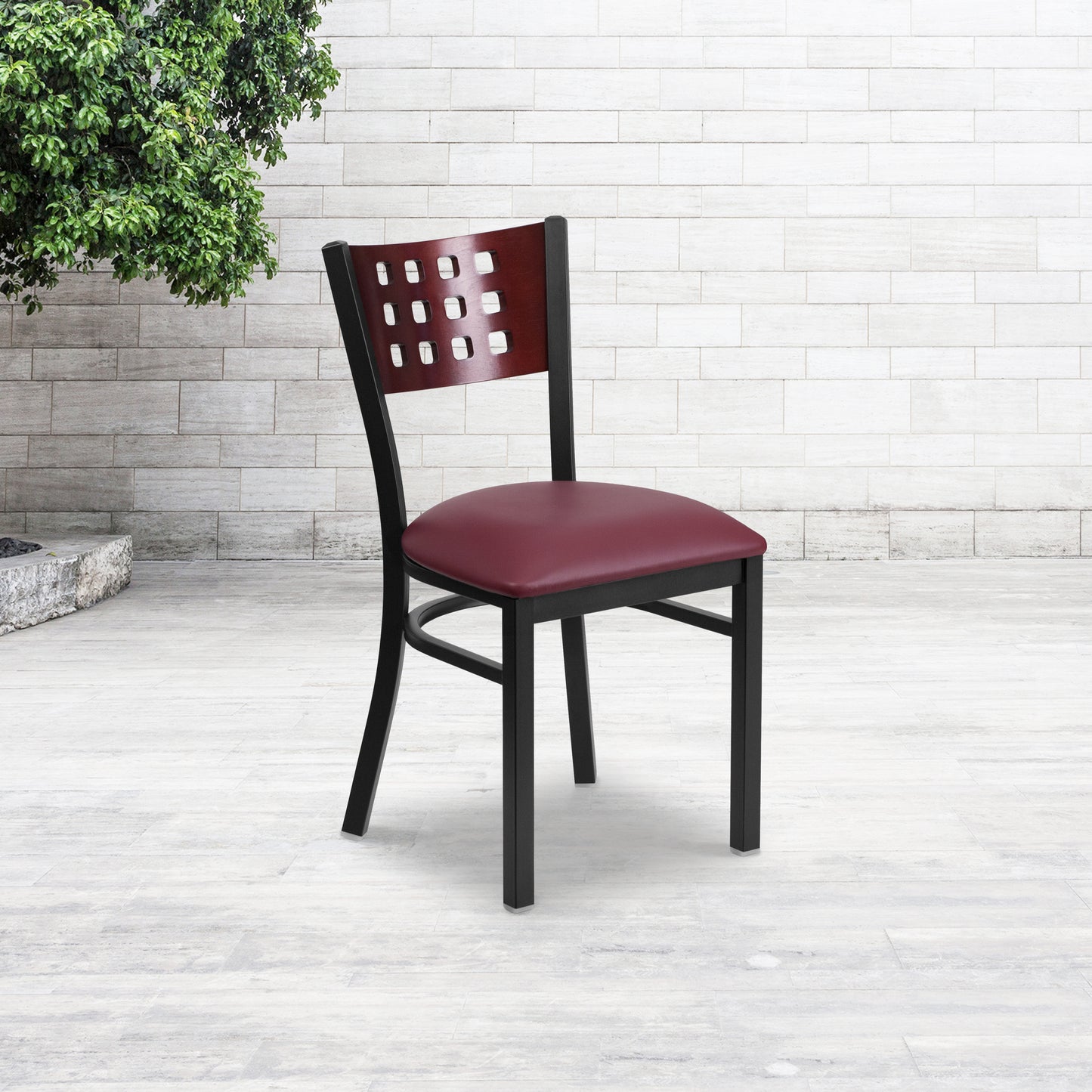 Black Cutout Chair-Burg Seat XU-DG-60117-MAH-BURV-GG