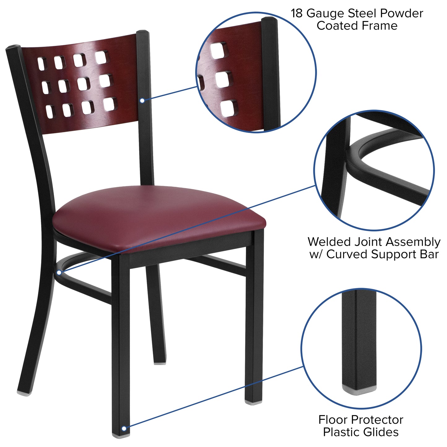 Black Cutout Chair-Burg Seat XU-DG-60117-MAH-BURV-GG