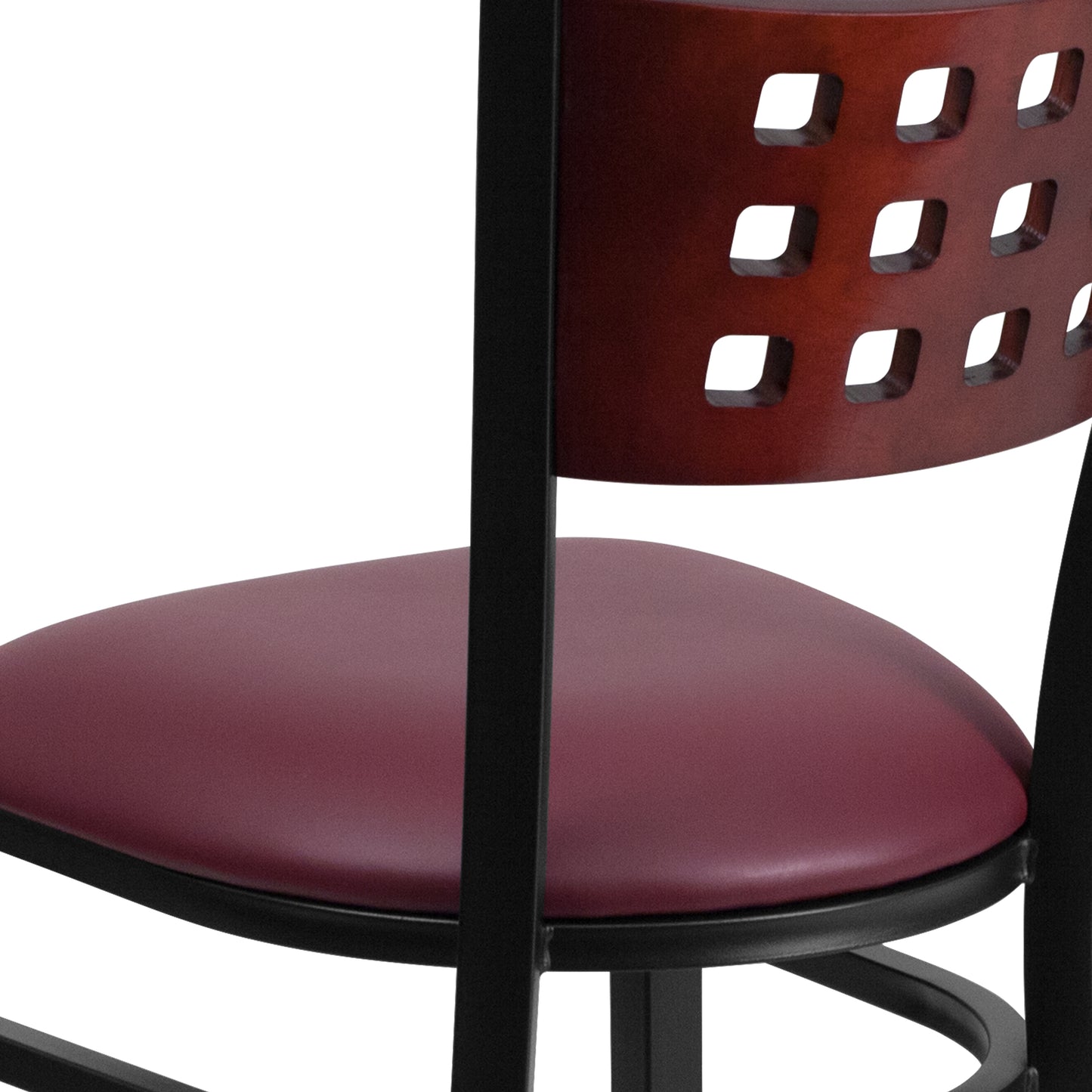 Black Cutout Chair-Burg Seat XU-DG-60117-MAH-BURV-GG