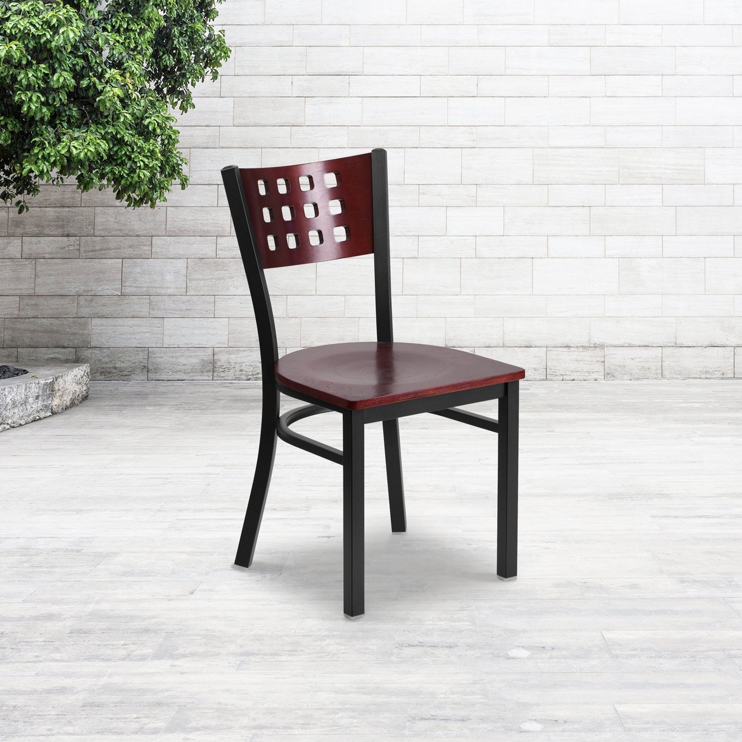 Black Cutout Chair-Mah Seat XU-DG-60117-MAH-MTL-GG