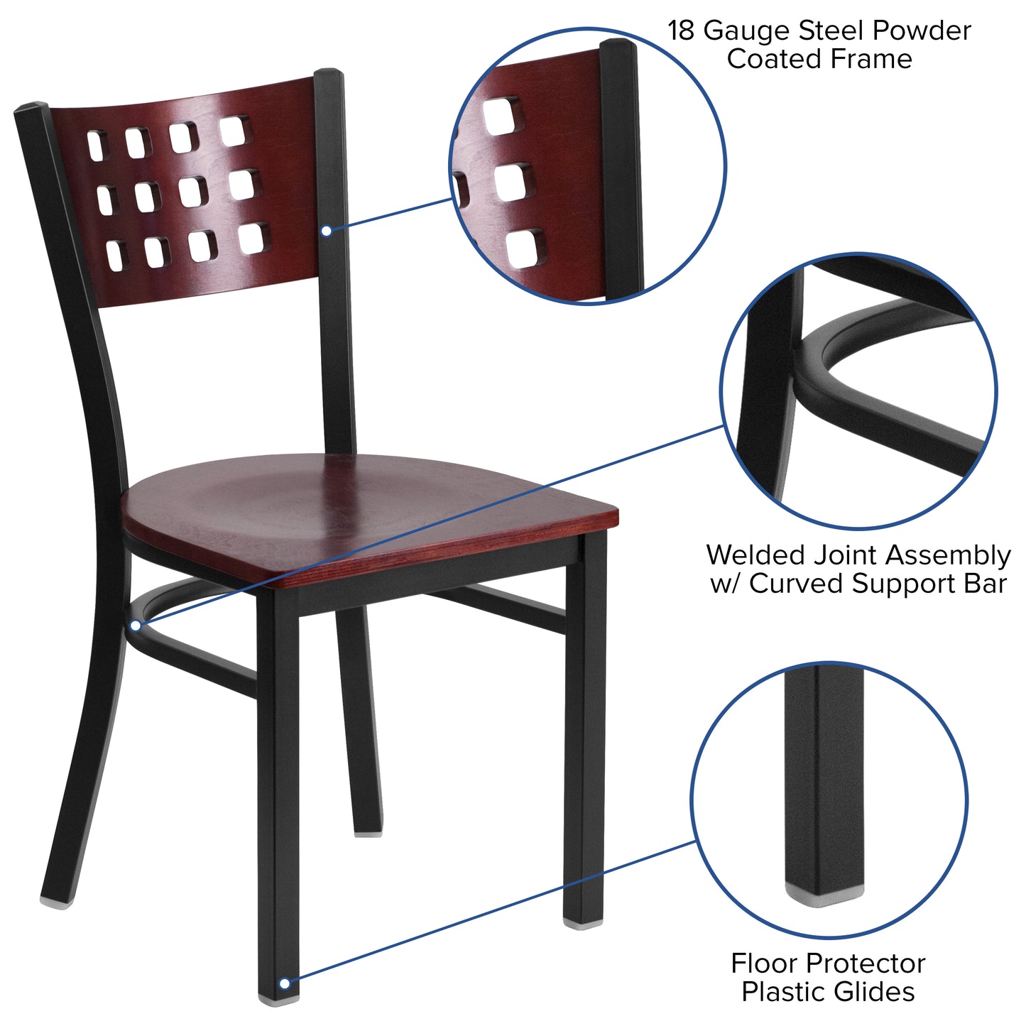 Black Cutout Chair-Mah Seat XU-DG-60117-MAH-MTL-GG