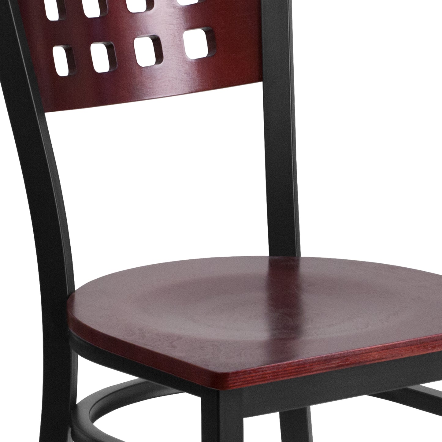 Black Cutout Chair-Mah Seat XU-DG-60117-MAH-MTL-GG