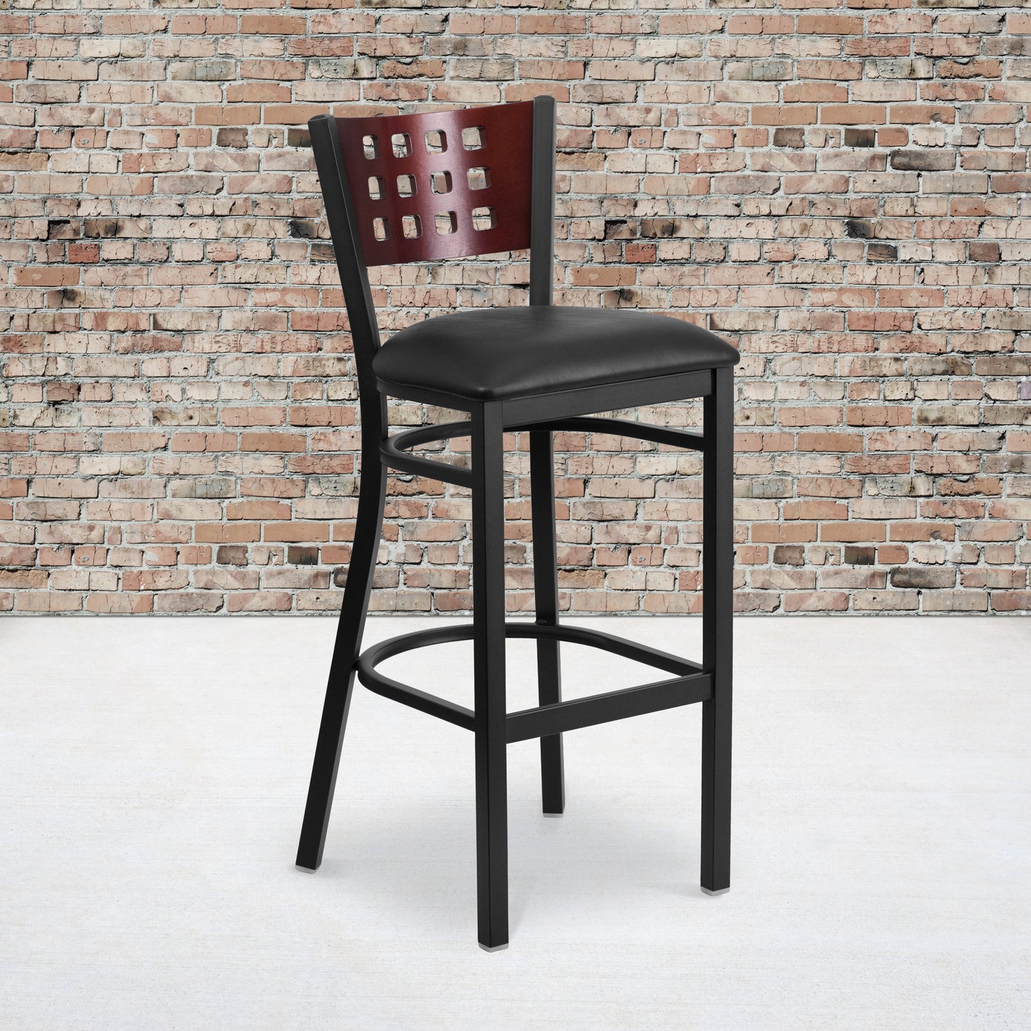 Black Cutout Stool-Black Seat XU-DG-60118-MAH-BAR-BLKV-GG