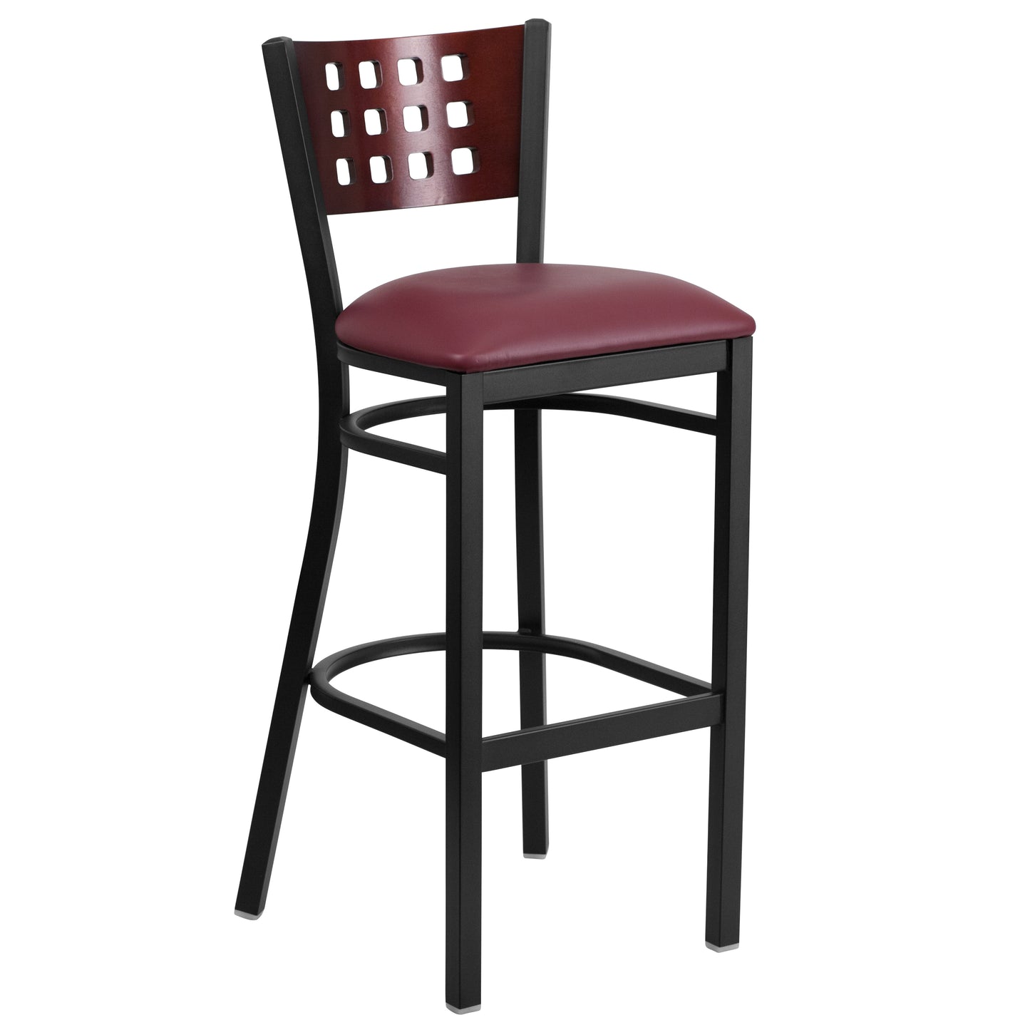 Black Cutout Stool-Burg Seat XU-DG-60118-MAH-BAR-BURV-GG