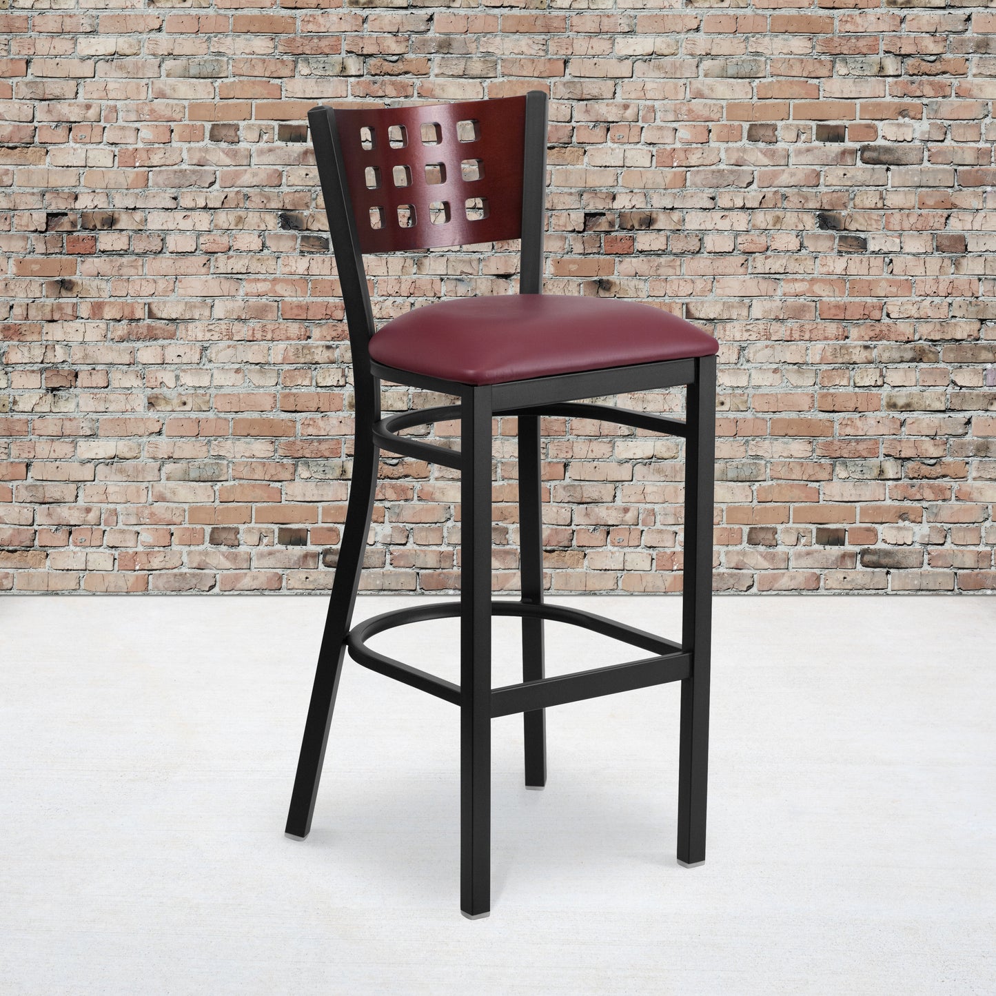 Black Cutout Stool-Burg Seat XU-DG-60118-MAH-BAR-BURV-GG