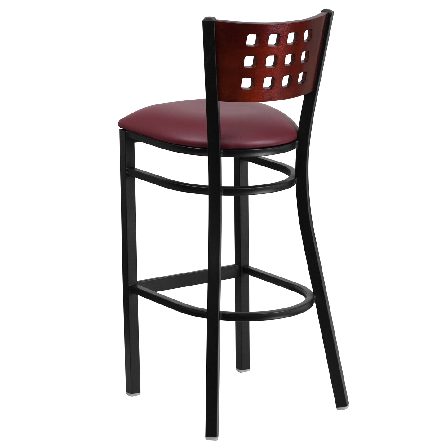 Black Cutout Stool-Burg Seat XU-DG-60118-MAH-BAR-BURV-GG