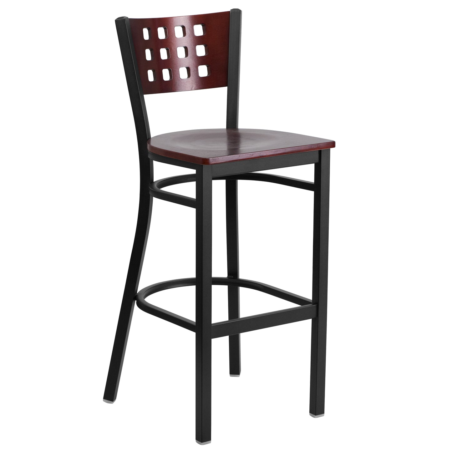 Black Cutout Stool-Mah Seat XU-DG-60118-MAH-BAR-MTL-GG