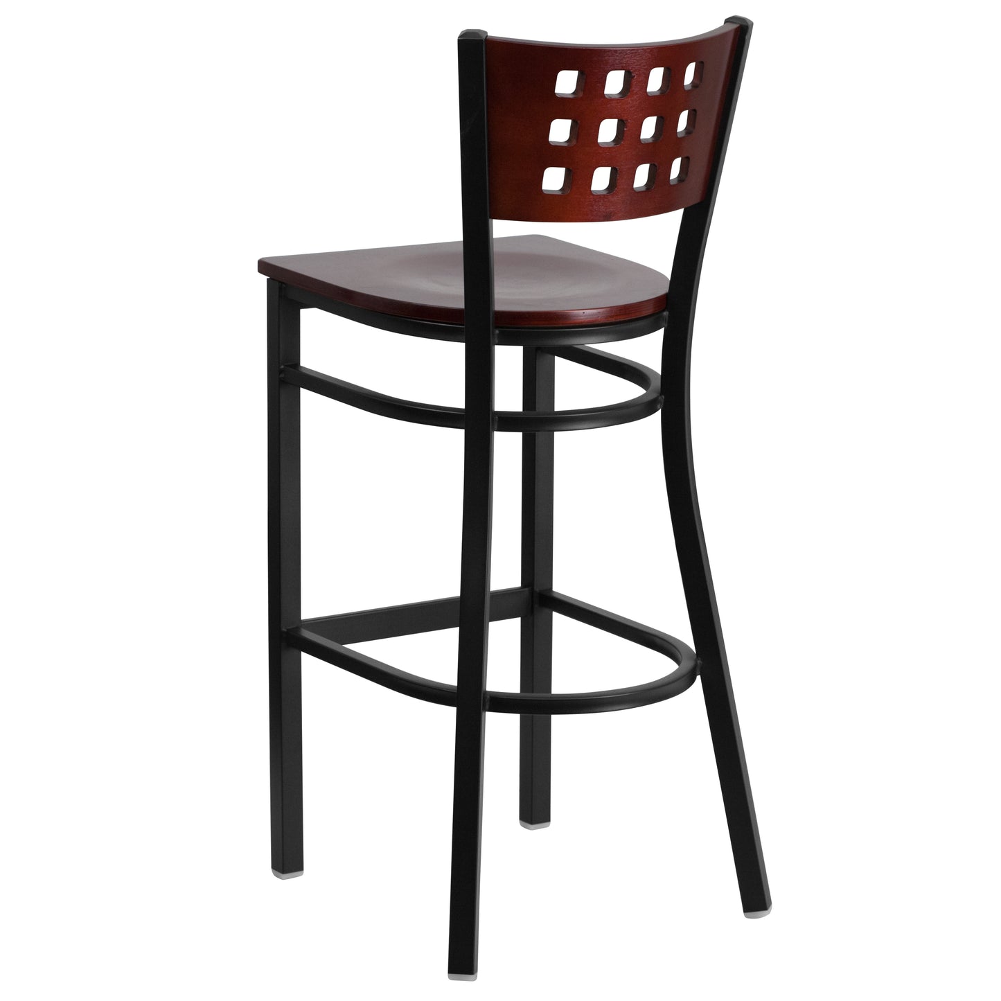 Black Cutout Stool-Mah Seat XU-DG-60118-MAH-BAR-MTL-GG