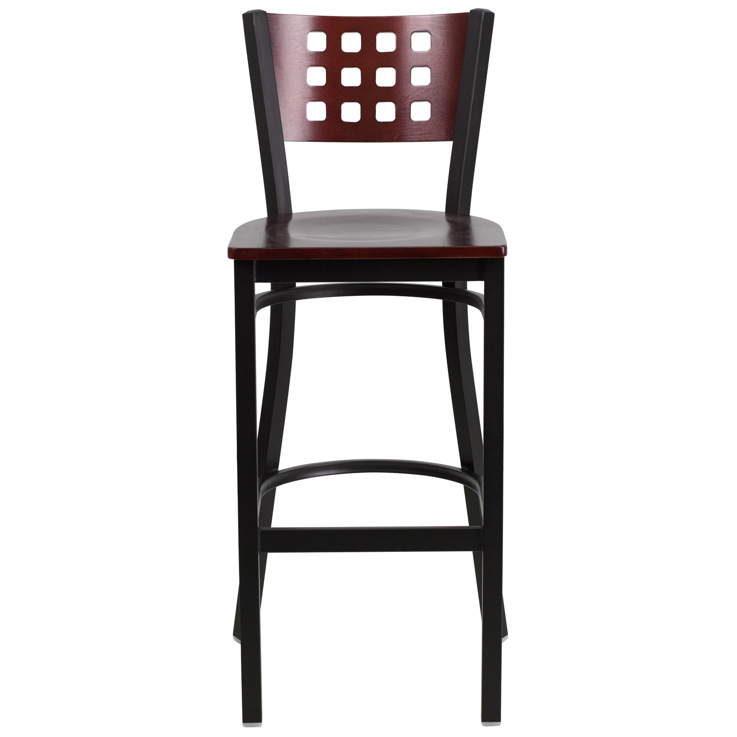 Black Cutout Stool-Mah Seat XU-DG-60118-MAH-BAR-MTL-GG