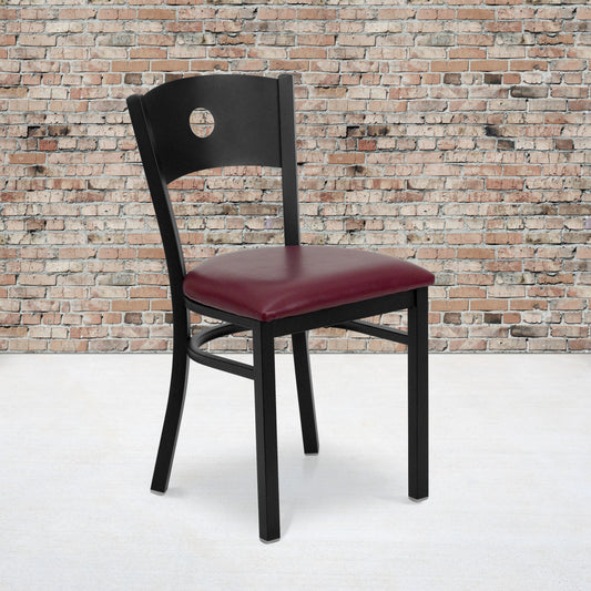 Black Circle Chair-Burg Seat XU-DG-60119-CIR-BURV-GG