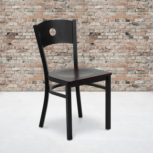 Black Circle Chair-Mah Seat XU-DG-60119-CIR-MAHW-GG