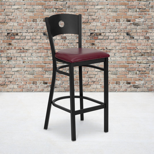 Black Circle Stool-Burg Seat XU-DG-60120-CIR-BAR-BURV-GG